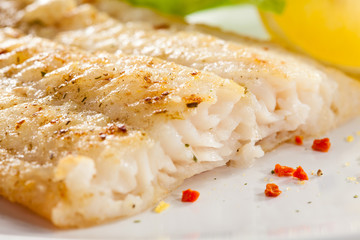 Fish dish - fried fish fillet with vegetables