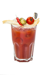 bloody mary cocktail on white background