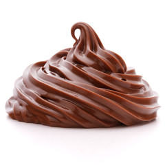 Chocolate cream swirl isolated on white background cutout