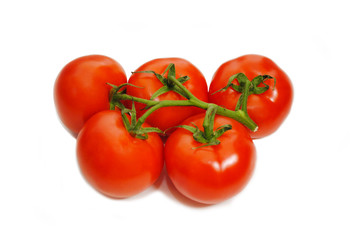 Five Ripe Tomatoes Isolated Over White