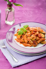 zucchini tomato pasta gratin
