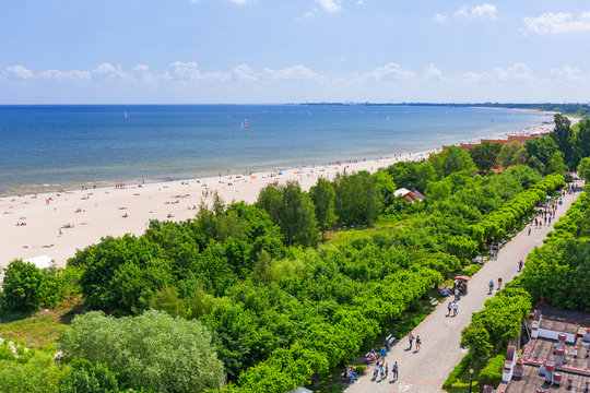 Fototapeta Summer at the beach of Baltic Sea in Sopot, Poland