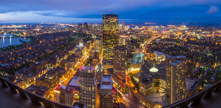 Aerial view of Boston in Massachusetts