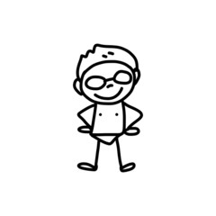 hand drawing cartoon happy kids