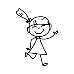 hand drawing cartoon happy kids