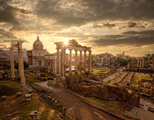 Panele Szklane Podświetlane  Słynne rzymskie ruiny w Rzymie, stolicy Włoch