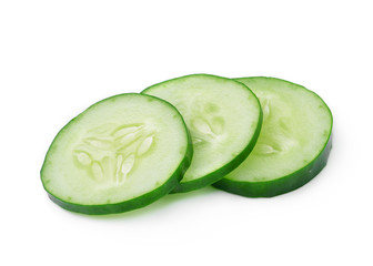 Fresh slice cucumber on white background