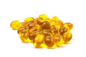 Supplementary food - Omega-3 capsules on white background