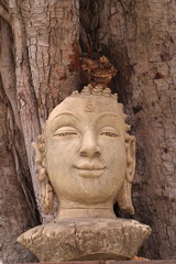 Fototapeta na wymiar damage buddha statue at wat lamut , Phra Nakhon Si Ayudhya