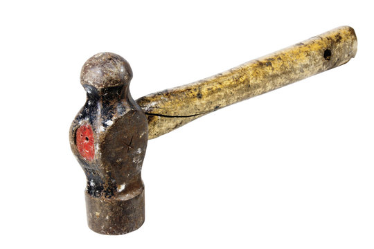 Well Used Ball Peen Hammer with Cracked Handle