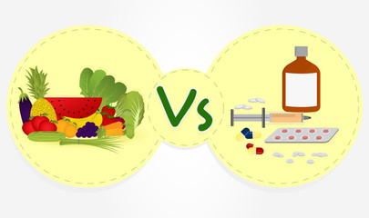 Vegetables and fruits versus drugs.