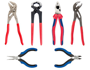 Set of 6 hand tools, isolated on white background