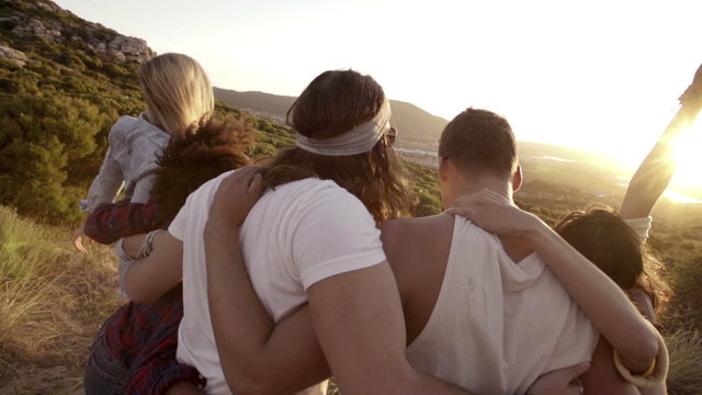 Friends enjoying and cheering for adventure