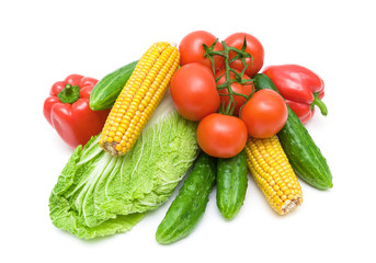 fresh vegetables isolated on white background