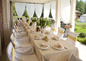 Decorated chair and tables