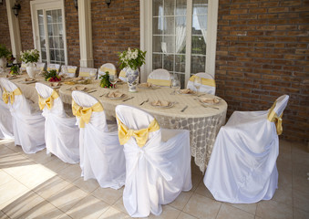 Decorated chair and tables