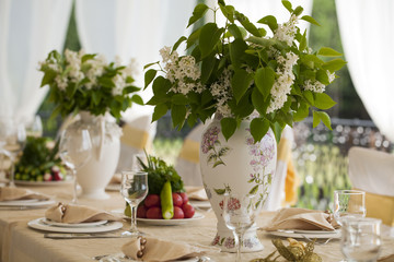 Decorated chair and tables
