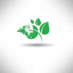 Leaf symbol,grunge vector