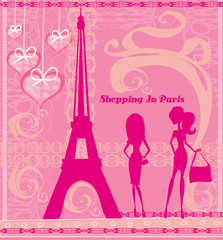 Shopping In Paris, Beautiful pink abstract card