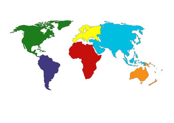 Fototapeta na wymiar Continent World Map