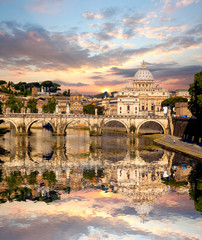 Basilica di San Pietro with bridge in Vatican, Rome, Italy