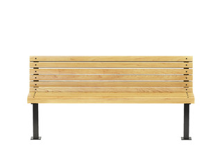 Yellow Park Bench Isolated Over White Background .