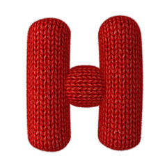 Letter H Made of Wool Knit Isolated on White Background