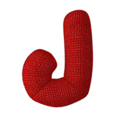 Letter J Made of Wool Knit Isolated on White Background