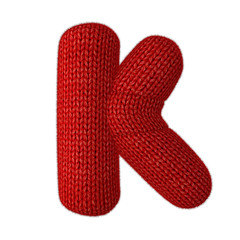 Letter K Made of Wool Knit Isolated on White Background