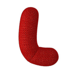 Letter L Made of Wool Knit Isolated on White Background