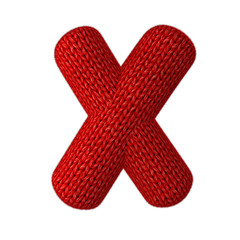 Letter X Made of Wool Knit Isolated on White Background