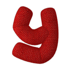 Letter Y Made of Wool Knit Isolated on White Background