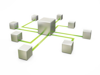 Concept of Network Communication on White Background