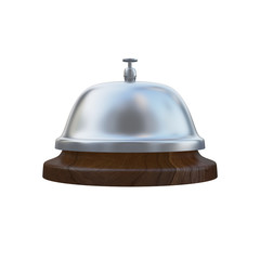 Ring Service Alarm isolated on White background, Wooden base