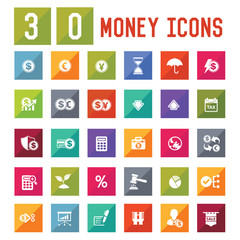 30 Money Icon set on white background,vector