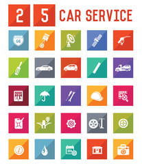 25 Car Service Icon set on white background,vector