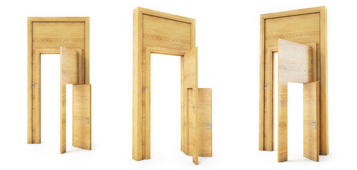 Abstract Wooden Door Isolated on White Background,