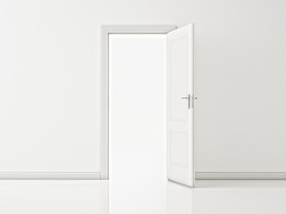 Open White Door on White Wall, Illustration