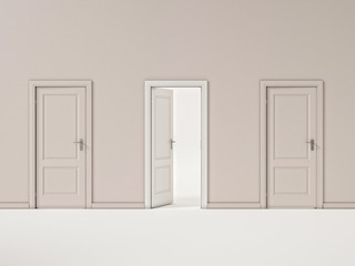 White Door on Beige Wall, Illustration Business Door