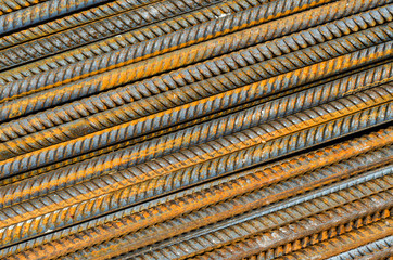 Rusty steel rods