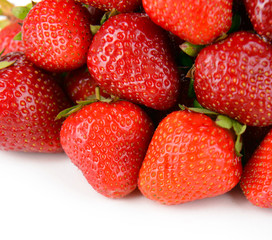 Ripe sweet strawberries on white background