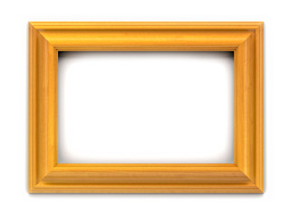 3d wooden frame isolated on white background