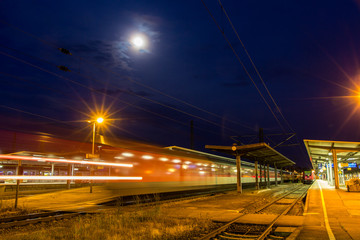 German night train departing from Offenburg station