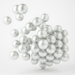 3d Abstract Composition Made Of White Perls Isolated Over White