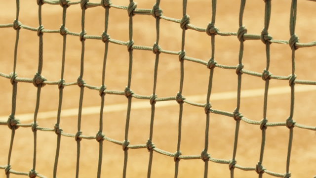 Tennis net with shallow depth of field.