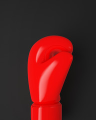 3D Red Boxing Glove ready to Punch, Glove on Black Background