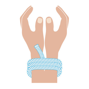connected hands drawing in flat style