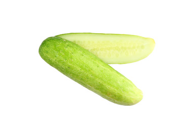 fresh cucumber to slices of isolated.