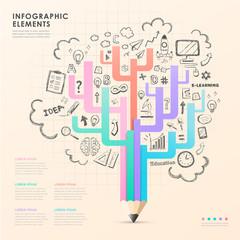 vector pencil tree infographic elements
