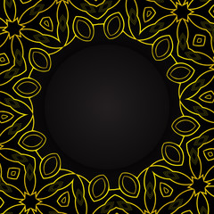 Black circle with golden ornaments